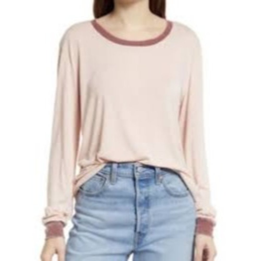 Treasure & Bond Pink Long Sleeve Shirt Large